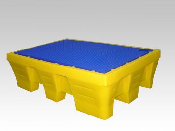 Bac de rétention pour 2 fûts 240 litres 131x91x38 cm caillebotis plastique