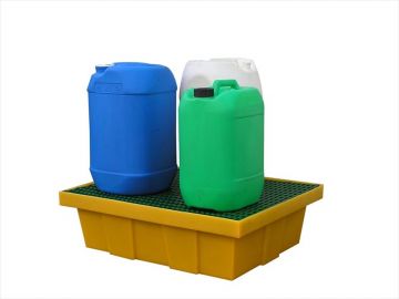 Bac de rétention plastique 70 litres fond plat avec caillebotis 81x64x34 cm