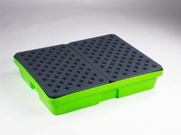 Bac de rétention plastique 60L caillebotis plastique 810x640x150 mm, VERT 