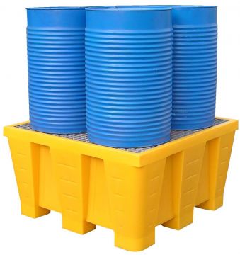 Bac de rétention pour 4 fûts 880 litres 129x129x71 cm caillebotis galvanisé