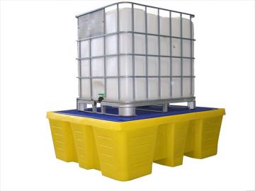 Bac de rétention plastique 1000L pour 1 cuve GRV IBC caillebotis plastique