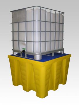 Bac de rétention plastique 1200L pour 1 cuve GRV IBC caillebotis plastique
