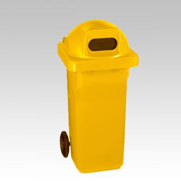 Conteneur poubelle tri sélectif extérieur 120L JAUNE ouverture ovale