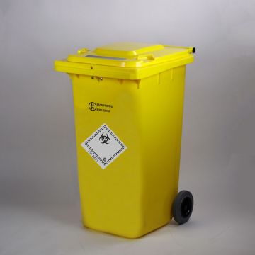 Conteneur DASRI 240 litres JAUNE roues NOIRS