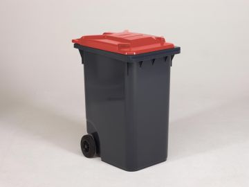 Conteneur poubelle 360 litres GRIS couvercle ROUGE