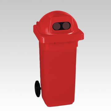Conteneur poubelle tri sélectif extérieur 120L ROUGE ouverture rondes