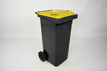 Conteneur poubelle 120 litres GRIS couvercle JAUNE