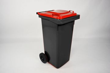Conteneur poubelle 120 litres GRIS couvercle ROUGE