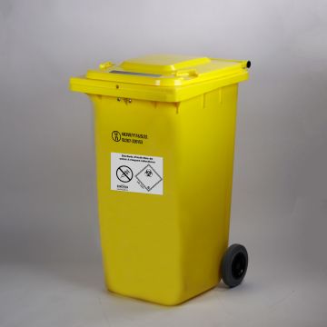Conteneur DASRI 240 litres JAUNE roues NOIRS