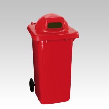 Conteneur poubelle tri sélectif extérieur 240L ROUGE ouverture ovale