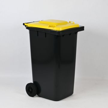 Conteneur poubelle 240 litres GRIS couvercle JAUNE