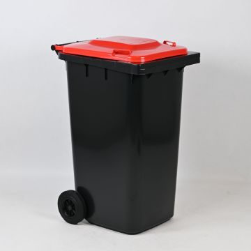 Conteneur poubelle 240 litres GRIS couvercle ROUGE