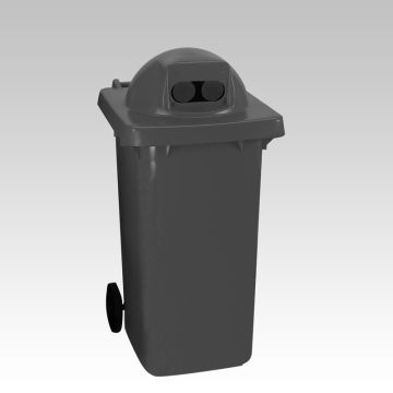 Conteneur poubelle tri sélectif extérieur 240L GRIS ouvertures rondes
