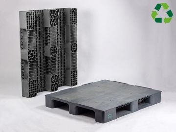 Palette plastique 100x120 pleine gris 3000/1000/400 kg 3 patins