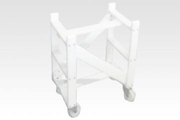 Support H90 pour bac à mélanger 100L sur roulettes inox à frein