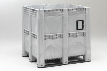 Caisse palette plastique 1400L 1300x1150x1250 mm 3 patins GRISE