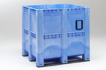 Caisse palette plastique 1400L 1300x1150x1250 mm 3 patins BLEUE