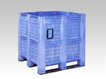 Caisse palettes Jumbo, perforé 130x112x125cm 1400L 3 patins bleu