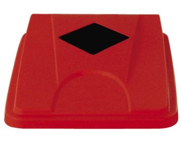 Couvercle poubelle de tri avec ouverture carrée ROUGE