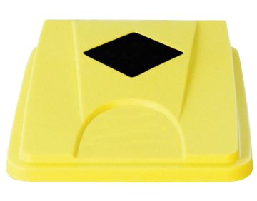 Couvercle poubelle de tri avec ouverture carrée JAUNE