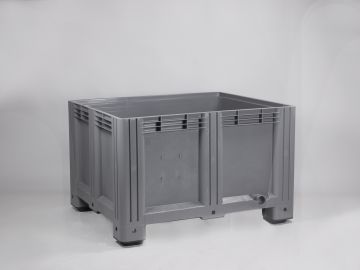 Palox plastique alimentaire 100x120x76 cm 610 litres 4 pieds GRIS