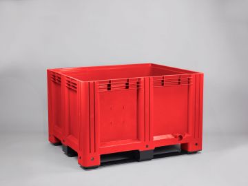 Palox plastique alimentaire 100x120x76 cm 610L étanche 3 semelles ROUGE