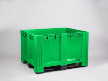 Palox plastique 1200x1000x780 mm 610L alimentaire étanche 3 patins VERT