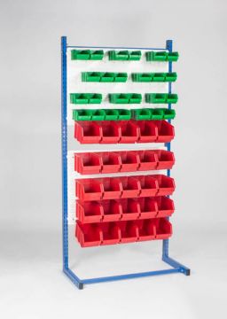 Etagère avec 50 bacs à bec, 900x410xh1810 mm, type L, élement départ