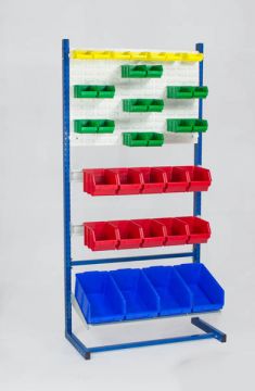 Etagère avec 35 bacs à bec, 900x410xh1810 mm, type L, élement départ