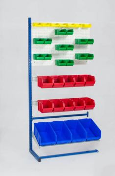 Etagère avec 35 bacs à bec, 900x410xh1810 mm, type L, élement suivant