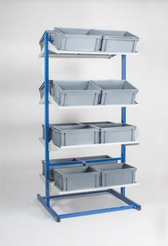 Etagère 900x760xh1810 mm, type T, élement départ, avec 16 bacs