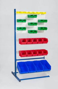 Etagère avec 60 bacs à bec 900x760xh1810 mm, type T, élement suivant
