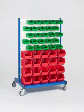 Etagère bac à bec à roulettes avec 90 bac à becs 900x610xh1405 mm