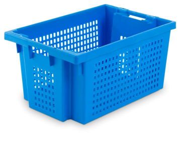 Caisse ajourée empilable emboîtable 50L 60x40x30 cm BLEUE