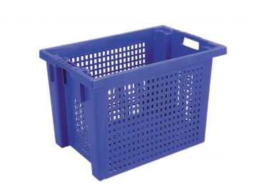 Caisse ajourée empilable emboîtable 70L 60x40x40 cm BLEUE