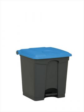 Poubelle à pédale cuisine professionnelle GRISE 30L couvercle BLEU