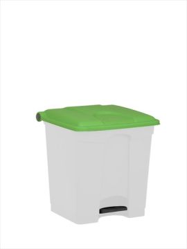 Poubelle cuisine professionnelle blanche 30L couvercle verte