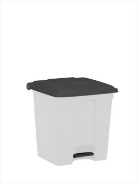 Poubelle à pédale cuisine professionnelle BLANCHE 30L couvercle GRIS