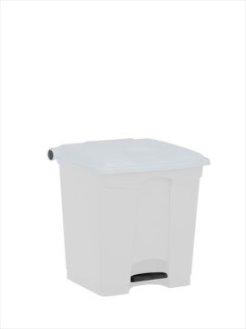 Poubelle plastique avec pédale 400x400x430 mm, 30 L, blanc