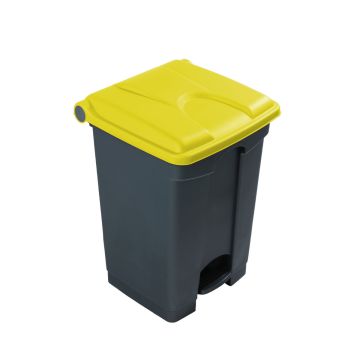 Poubelle à pédale cuisine professionnelle GRISE 45L couvercle JAUNE