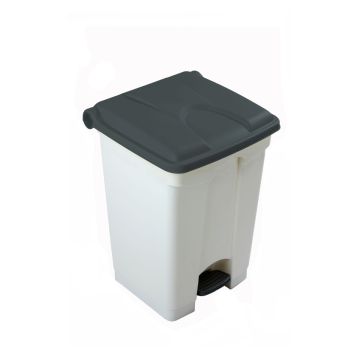 Poubelle à pédale cuisine professionnelle BLANCHE 45L couvercle GRIS