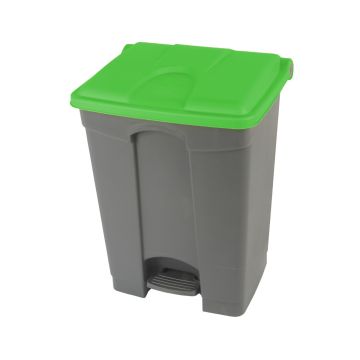 Poubelle à pédale cuisine professionnelle GRISE 70L couvercle VERT