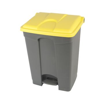 Poubelle à pédale cuisine professionnelle GRISE 70L couvercle JAUNE