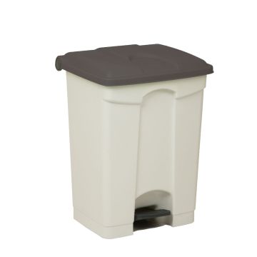 Poubelle à pédale cuisine professionnelle BLANCHE 70L couvercle GRIS