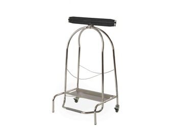 Support sac poubelle en inox à roulettes et pédale 130 litres