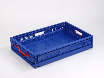 Caisse plastique pliable alimentaire 600x400x122 mm 20L BLEU