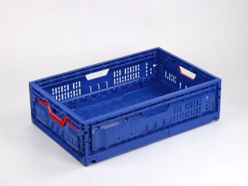 Caisse plastique pliable alimentaire 600x400x172 mm 30L BLEU