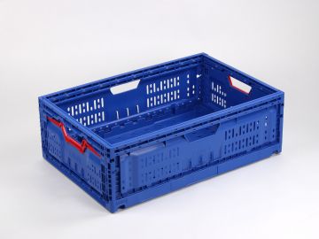 Caisse plastique pliable alimentaire 600x400x202 mm 40L BLEU