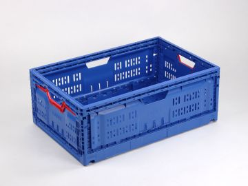 Caisse plastique pliable alimentaire 600x400x230 mm 43L BLEU
