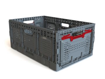 Caisse plastique pliable alimentaire 600x400x260 mm 55L GRISE